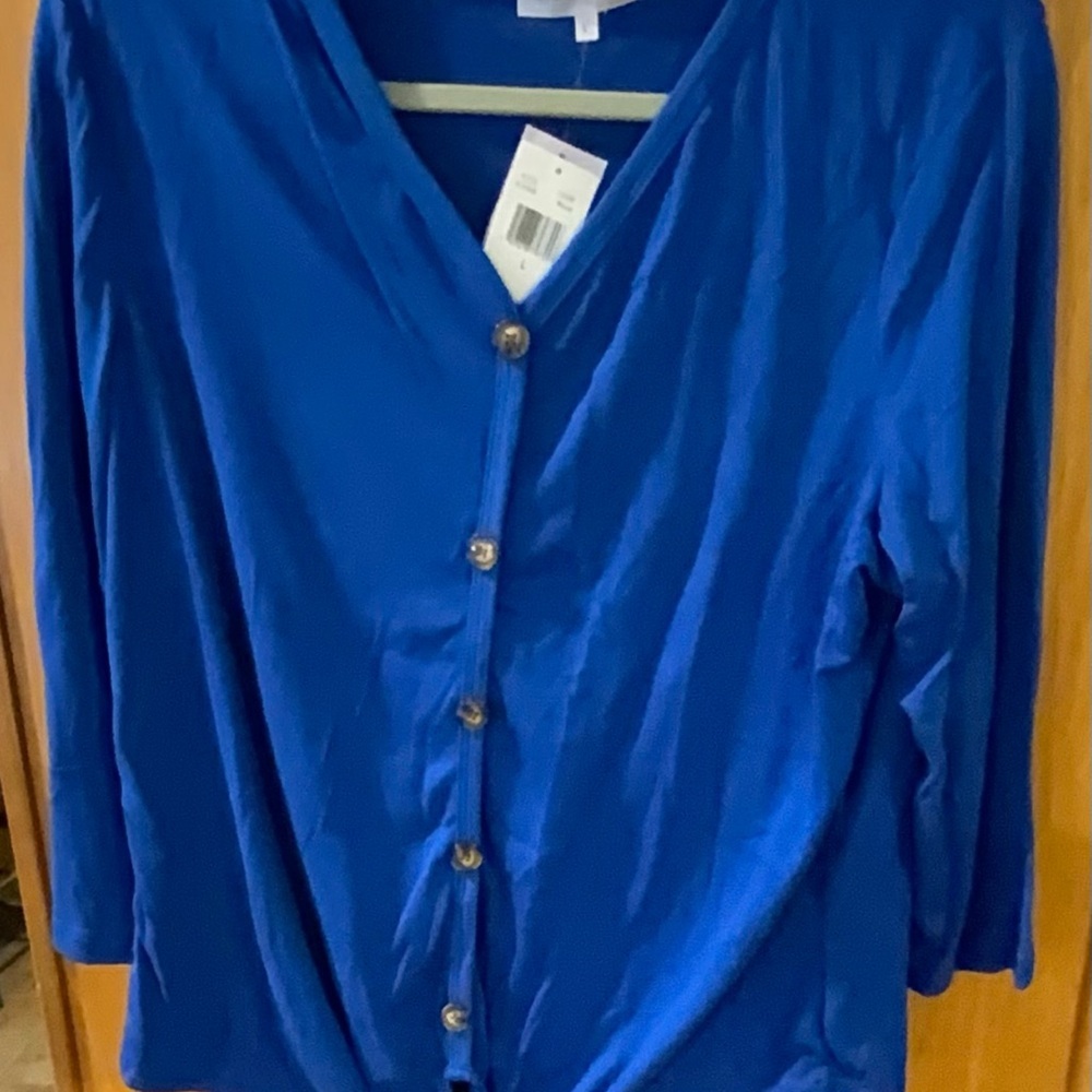 🌸🌸 C'est La Vie Women's V-Neck Blue Blouse - Picture 2 of 4